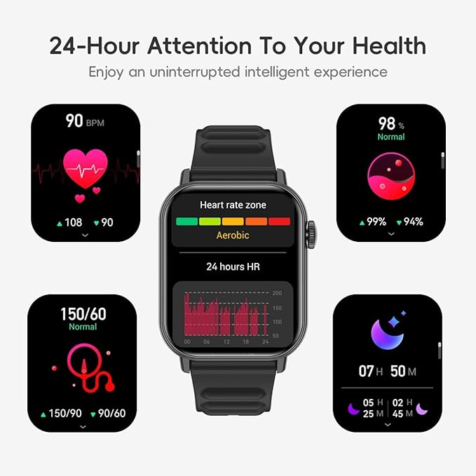Smart Watch Sports Pedometer, Fitness Tracker Bluetooth Call Heart Rate Blood Oxygen Sleep Monitor,100 Sports Modes Waterproof for iOS Android Men's Women's Smart Watch (Blue)