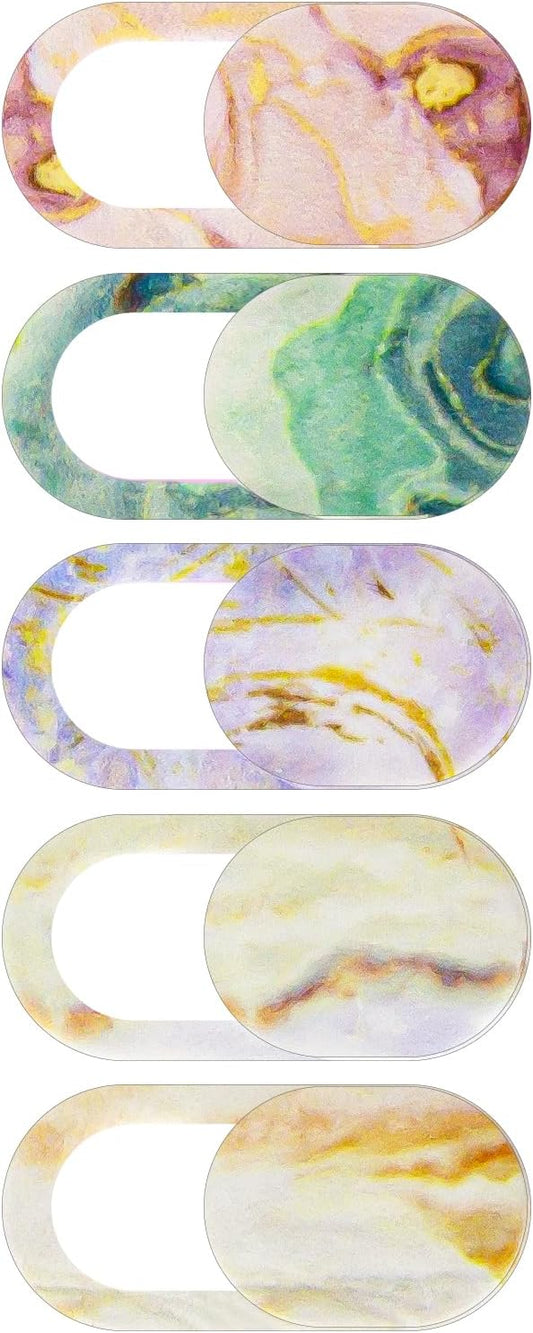 TENOC Webcam Cover, Camera Privacy Cover Slide for Laptop/Cell Phone/iPad/PC/Tablet, Protect Your Privacy and Security, 5 Pcs, Marble