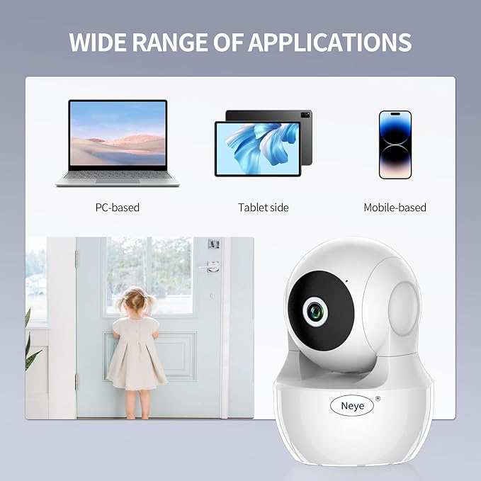 N_EYE WiFi Security Home Camera，Baby Monitor Wireless IP Camera with Night Vision Two Way Audio Cloud Storage， Supports 5G WiFi，up to 128GB（White） Indoor Camera