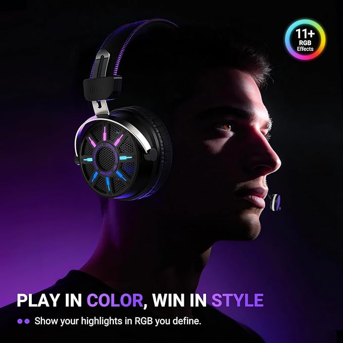 FIFINE Wired Open Back Gaming Headset, Open Acoustic Audio,Customizable RGB,USB in-Line Control, 7.1 Surround Sound, Over-Ear Gamer Headphone with Detachable Mic for PC PS5/PS4, Laptop, Mac - H19BP