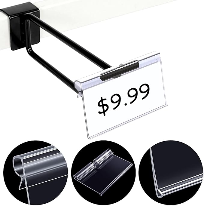 50PCS Basket Bin Labels Clip On,Clear Plastic Wire Shelf Price Tags,Labels for Storage Bins,Merchandise Sign Display Holder,50PCS Paper Inserts Included(Size:3.15x1.57inch/8x4.2cm)