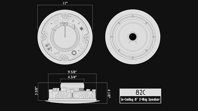 82C Silver Ticket In-Ceiling Speaker with Pivoting Tweeter (8 Inch in-ceiling) 1 Piece, 11 inch overall size