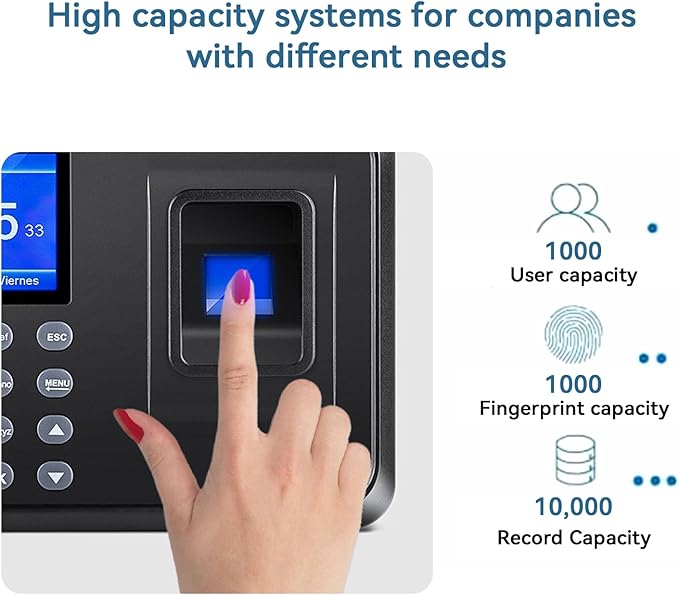 Time Clocks for Employees Small Business, 2 in 1 Time Clock (Fingerprint & Password) Employee Clock in & Out Machine Attendance Punch Clock Recorder Tracker for Small Businesses & Offices