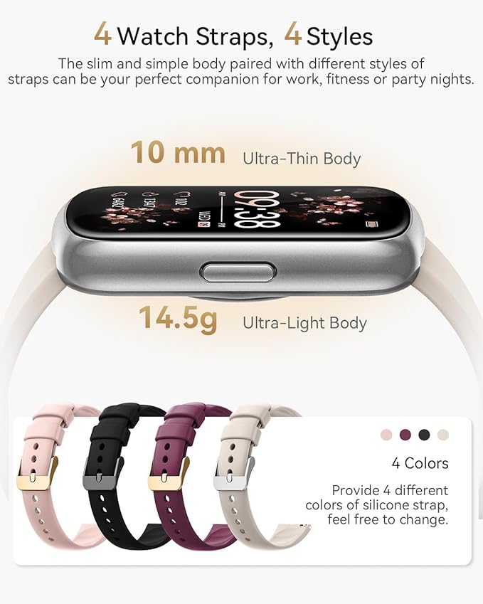 Fitness Tracker Watch, Smart Watches for Women/Men with Sport Activity Tracker, Fitness Watch with Heart Rate, Blood Oxygen Monitor and Sleep Tracker, IP68 Android Smart Watch with 4 Straps, Gift