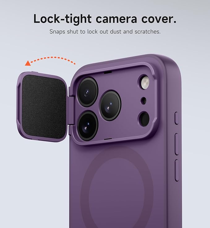 SURITCH for iPhone 17 Pro Max Case with Camera Control Cover, Camera Cover and Adjustable Kickstand, Compatible with MagSafe, Shockproof Bumper Protective Cases 6.9 Inch, Dark Purple