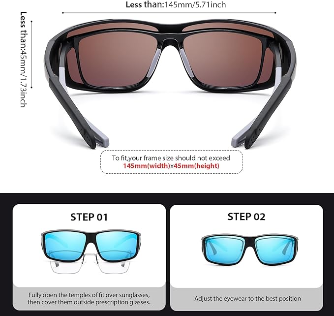 FIMILU 2PCS Polarized Sunglasses Fit Over Glasses for Men, Wrap Around Sunglasses for Driving & Outdoor UV400 Protection