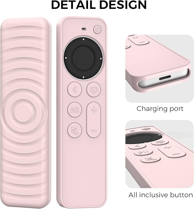 AhaStyle Protective Case for 2021 Apple TV Siri Remote 4k, Anti-Slip Silicone Cover Skin Compatible with Apple TV Remote/Siri Remote [2nd Generation](Pink)