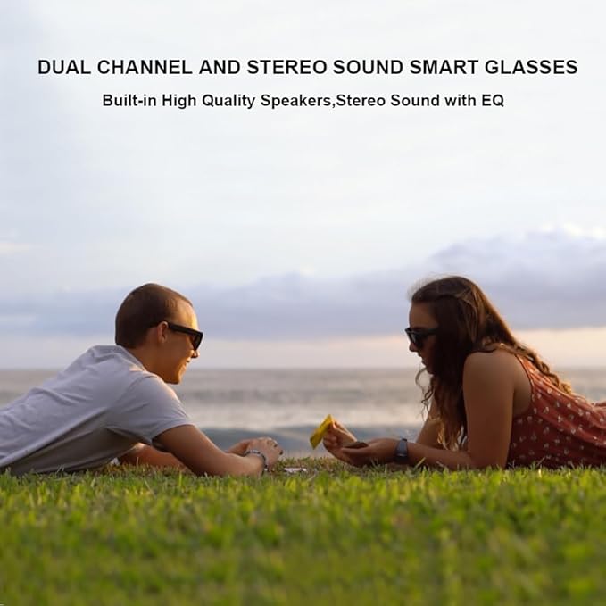 OhO sunshine Bluetooth Glasses: Voice Control and Open Ear Style Smart Glasses to Listen Music & Calls, UV400 Protection Lens