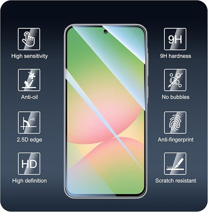 3*Screen Protector for Samsung Galaxy S24 FE/A56 with a Installation Alignment Aid, Double Shatterproof HD Tempered Glass Film, Impact-Protection [9H Hardness][Anti-Shatter][Anti-Scratch]