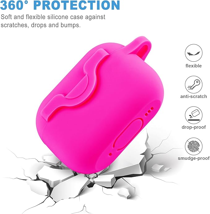 Secure Lock Case for Airpods Pro 2 Case with Cute Bling Keychain, Silicone Protective Case Cover for Airpods Pro 2nd Generation Case Women Girls - Hot Pink