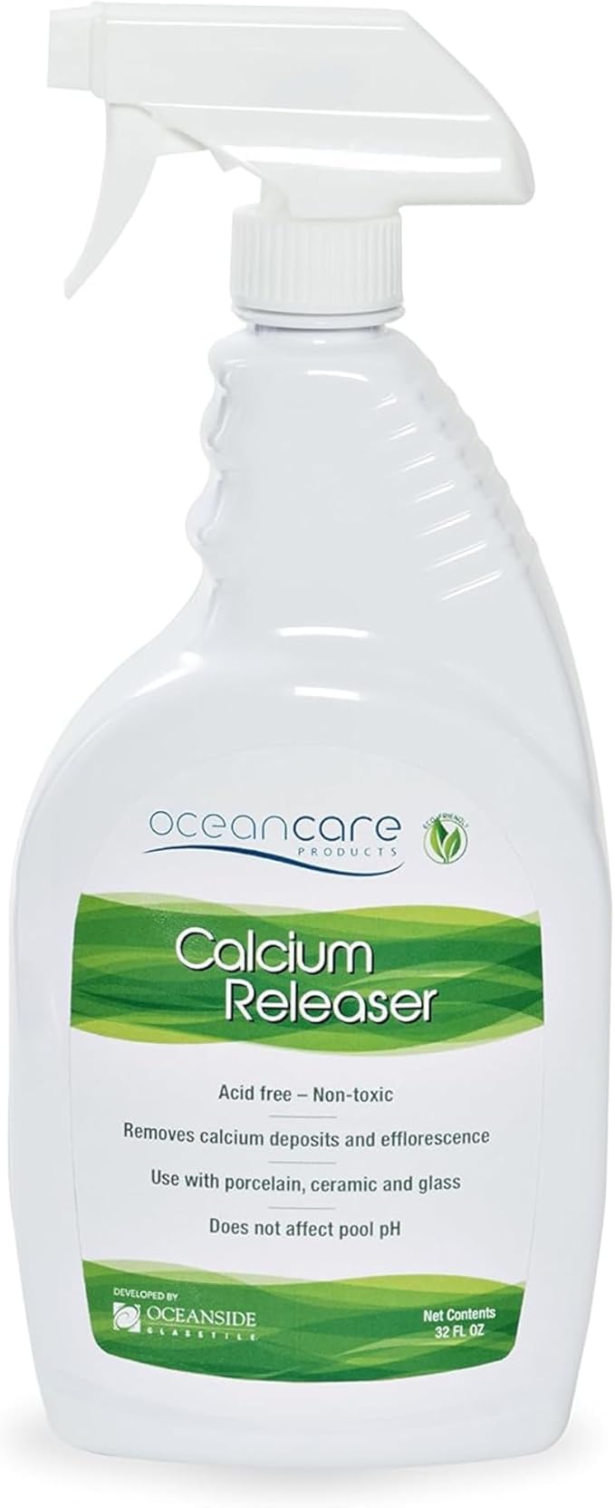 OCEANCARE Products - Calcium Releaser - Quart Trigger Spray, 32 FL OZ - Pool Tile Cleaner Calcium Remover, Safe on Glass, Porcelain, and Ceramic Surfaces - Calcium Cleaner - Tile and Grout Cleaner