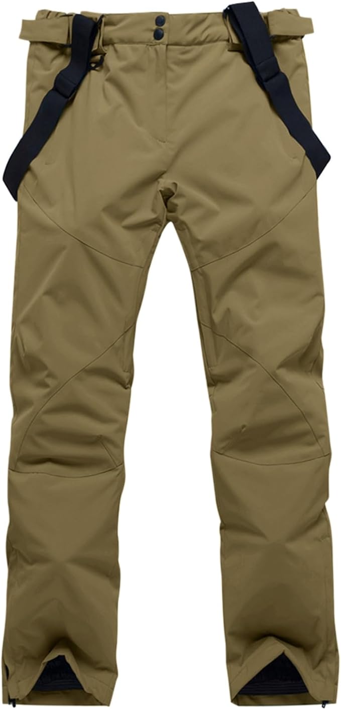 YEEFINE Men's Waterproof Snow Ski Pants Insulated Warm Winter Outdoor Snowboard Bibs with Suspenders