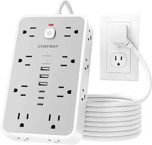 6 FT Surge Protector Power Strip with 6 USB, 16 Outlets, 2400J