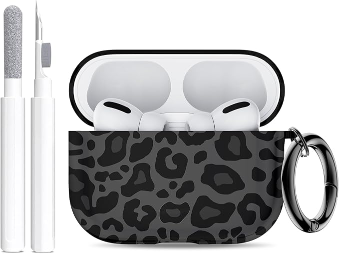 for AirPods Pro 3 Case (2025) with Cleaner Kit, Cute Soft Silicone Cover Compatible AirPods Pro 3rd Genera case with Keychain for Women Men with Keychain for Airpod Pro case(2025) Black Leopard Print