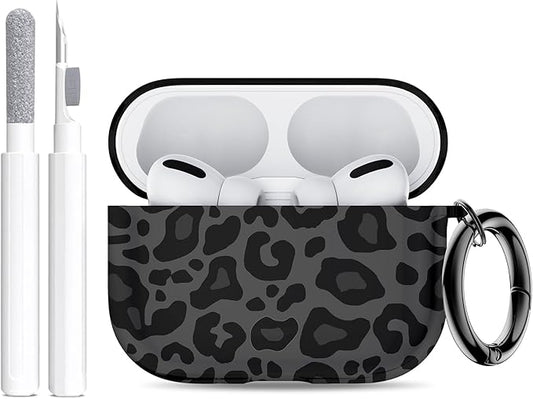 for AirPods Pro 3 Case (2025) with Cleaner Kit, Cute Soft Silicone Cover Compatible AirPods Pro 3rd Genera case with Keychain for Women Men with Keychain for Airpod Pro case(2025) Black Leopard Print