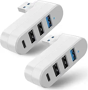 2 Pack USB 3.0 Hub, 4 Port Adapter with USB C for Laptop MacBook