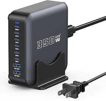 USB C Charger Multiple, 350W GaN Charging Station Hub Brick, 8 Port Fast Charger Block, USB Power Adapter Plug for Samsung/iPhone/Google, PD100W+65W Laptop Charger for MacBook Pro/Air - Image 2