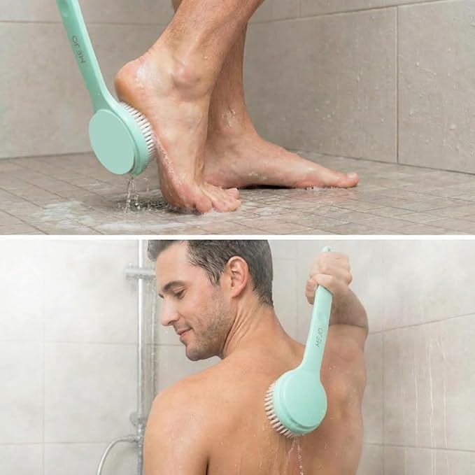 ME JO Electric Body Brush Back Scrubber for Shower | Massaging Spin Brush | 5 Replacement Heads | Waterproof | Rechargeable |Shower Back Scrubber for Men Women | Exfoliating Bath Brush(Green)