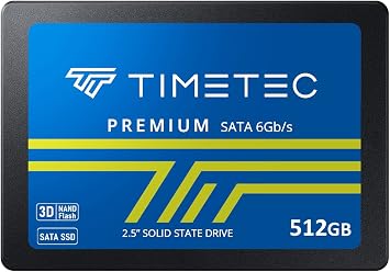Timetec 512GB SSD 3D NAND SATA III 6Gb/s 2.5 Inch 7mm (0.28") Read Speed Up to 550 MB/s SLC Cache Performance Boost Internal Solid State Drive for PC Computer Desktop and Laptop (512GB)