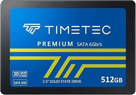 Timetec 512GB SSD 3D NAND SATA III 6Gb/s 2.5 Inch 7mm (0.28") Read Speed Up to 550 MB/s SLC Cache Performance Boost Internal Solid State Drive for PC Computer Desktop and Laptop (512GB)