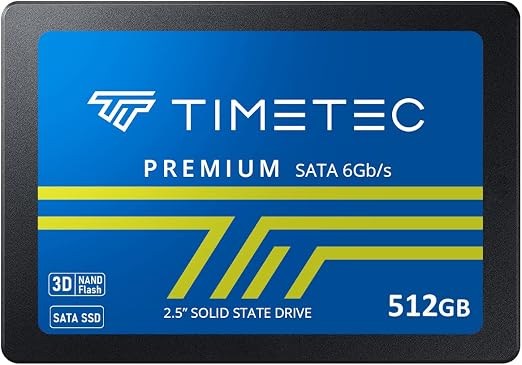 Timetec 512GB SSD 3D NAND SATA III 6Gb/s 2.5 Inch 7mm (0.28") Read Speed Up to 550 MB/s SLC Cache Performance Boost Internal Solid State Drive for PC Computer Desktop and Laptop (512GB)