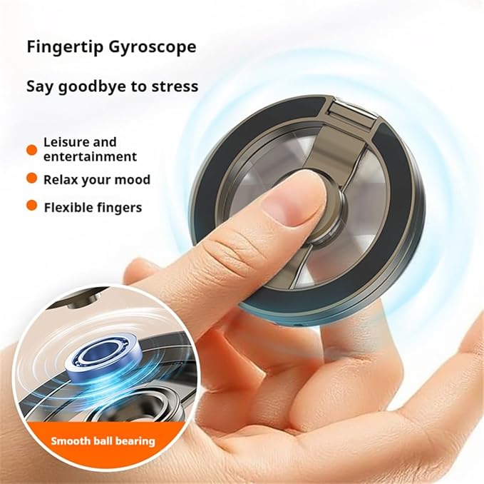 Dual-Sided Magnetic Phone Grip for MagSafe Ring Stand Holder Kickstand Compatible with MagSafe Magnets Accessories for iPhone 17 16 15 14 13 12 Pro Max Air Plus - Black