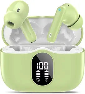 Wireless Earbuds, 2026 Bluetooth 5.4 Headphones Bass Stereo, Grass Green