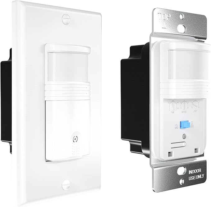 2 Pack, 3-Way Motion Sensor Light Switch (Not Single Pole), Neutral Wire Required, Indoor in-Wall Occupancy Sensor with Wall Plate, Adjustable Timer, Title 24, UL Certified, White