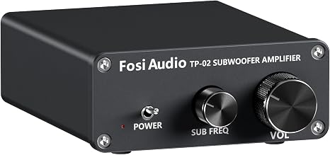 Fosi Audio TP-02 Subwoofer Amplifier Home Audio, Mini Bass Amp Mono Subwoofer Amp, with TDA7498E Chip 220W Volume and Frequency Control, for Powered Passive Subwoofers Bass Shakers