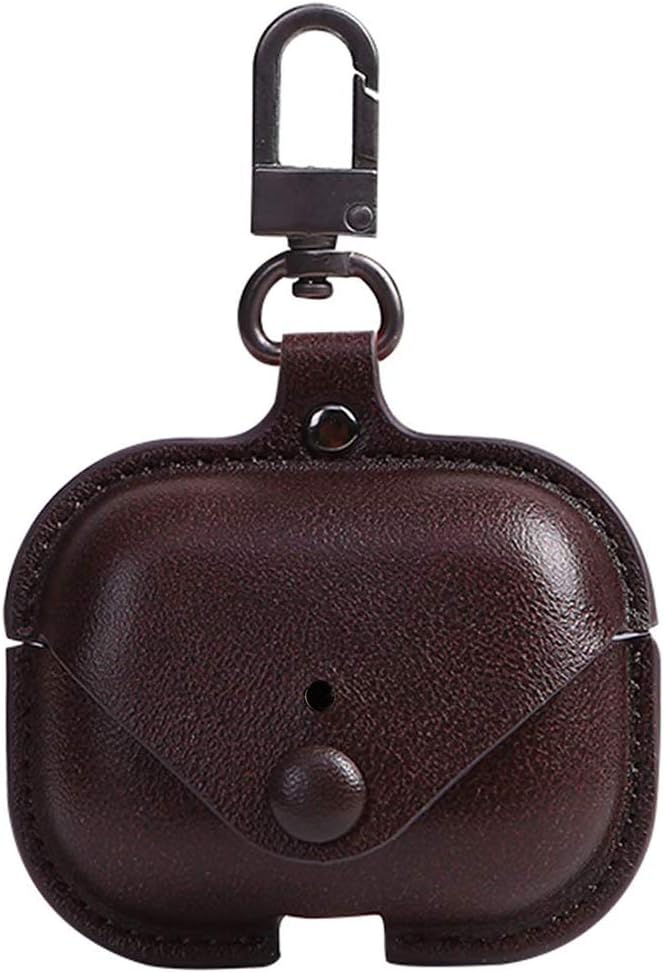 Genuine Leather Case Compatible with AirPods Pro Case 2nd/1st Gen (2023/2022/2019), VOMA Protective Cover for Apple AirPods Pro 2/Pro Wireless Charging Case with Keychain and Snap Lock Chocolate Brown