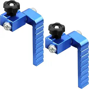 2-Pack T-Track Flip Stop for 3-Inch Woodworking Fence, Precision Blue Aluminum Miter Saw Stop Block for Universal & Double-Cut T-Tracks (23/64"), Adjustable Arm for Precise Repeatable Cutting