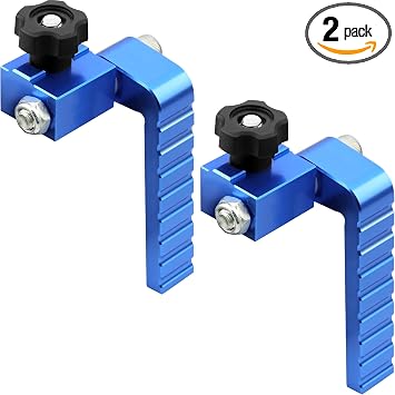 2-Pack T-Track Flip Stop for 3-Inch Woodworking Fence, Precision Blue Aluminum Miter Saw Stop Block for Universal & Double-Cut T-Tracks (23/64"), Adjustable Arm for Precise Repeatable Cutting