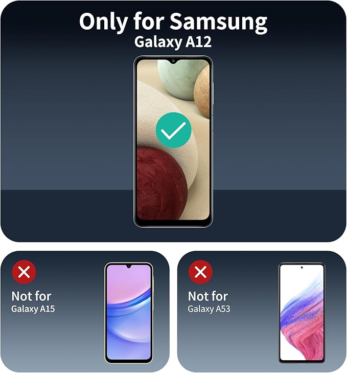 Privacy Screen Protector for Samsung A12/A13/A23/A32 5G/A03/A03S/A04/A04S & Redmi 10X, Anti-Spy Tempered Glass, Private Black Dark Protection, 9H Hardness Anti-Scratch Case-Friendly - 3 Pack