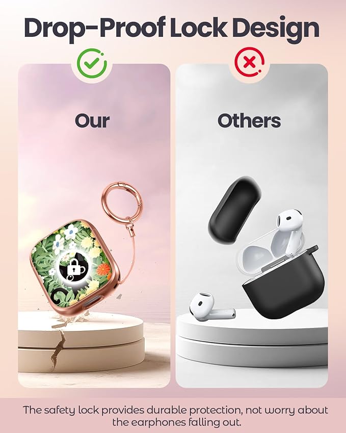 Coralogo for AirPods 2/1 Case with Safety Lock - Cute Cartoon for AirPods 1st/2nd Generation for Women Girls Fashion Stylish Cat Flower Pattern Design Kawaii Girly Girlish Hard Protective Cover