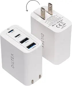 4USB Ports Gan 40W Foldable Charger 2 Pack - Compact USB-C & USB-A Fast Charger with Smart Power Output for Safe Charging- Charging Block compatible with Apple, Android & Google Devices Simultaneously