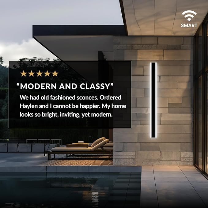 𝗠𝗢𝗗 𝗟𝗜𝗚𝗛𝗧𝗜𝗡𝗚 Waterproof Outdoor Wall Light with Smart Home App, Wi-Fi/Bluetooth, Adjust 3000K-6000K & Brightness, LED Long Porch Lights with App Control, 1-Pack (59" | Smart Home)