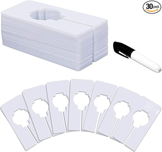 30 PCS Clothing Rack Dividers - Closet Dividers for Hanging Clothes, Size Tabs for Sorting by Size, Color, Style