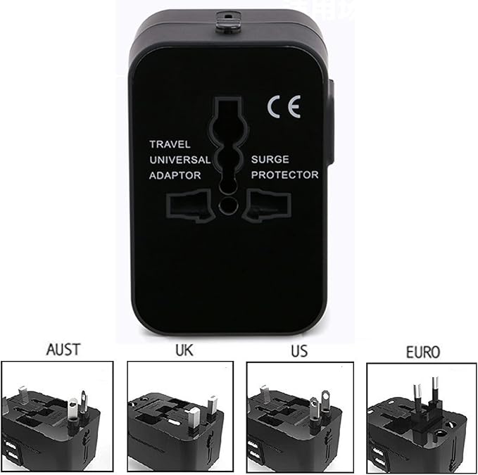 Premium Universal Travel Adapter, Portable All in One International Power Converters, European Travel Plug Adapter, for AC Power Plug with Dual USB Charging Ports Travel Essentials