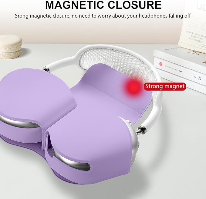 Maxjoy for Apple Airpods Max Smart Case Cover, Soft PU Leather Protective Cover Accessories for Airpod Max with Sleep Mode, Anti-Dust Travel Carrying Case for Airpods Pro Max Headphones, Purple