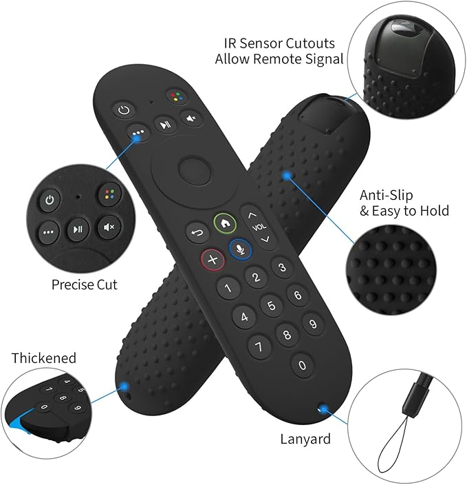 Hi Color Silicone Cover for XR100 Xfinity Xumo Stream Box Remote Cover Xumo Streaming Box Remote Case Shockproof Anti-Slip Silicone Sleeve with Lanyard (Black)