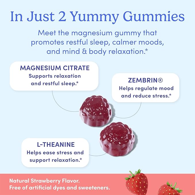 First Day Women’s Nighttime Reset Calming Magnesium Gummies – Sleep Aid Supports Peaceful Rest, Balanced Mood & Energy – Supplement with Magnesium Citrate, L-Theanine & No Melatonin – 60-Day Supply