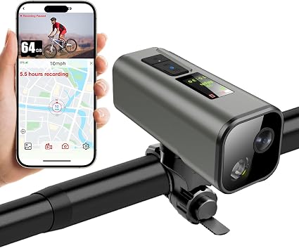 HUPEJOS Action Camera for Bike 4K 30fps with GPS Tracker, Bicycle Dash Cam