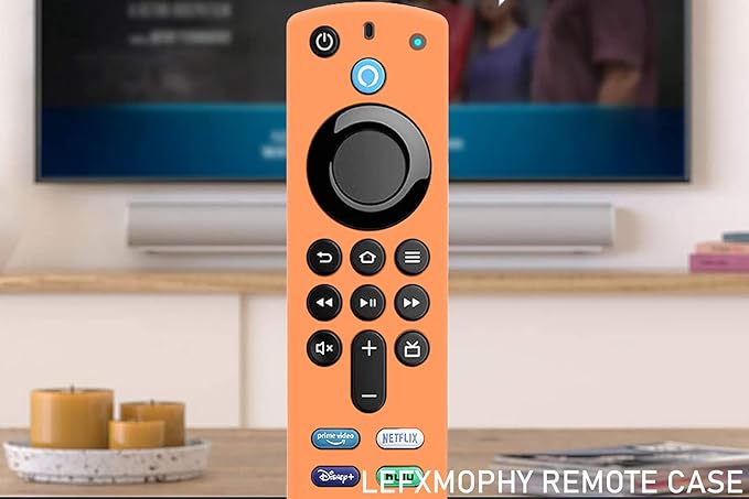 Stick 4k Max Case for TV Stick 3rd Gen 2021 Glow in The Dark, Orange Voice TV Remote Protective Silicone Cover with Lanyard- LEFXMOPHY