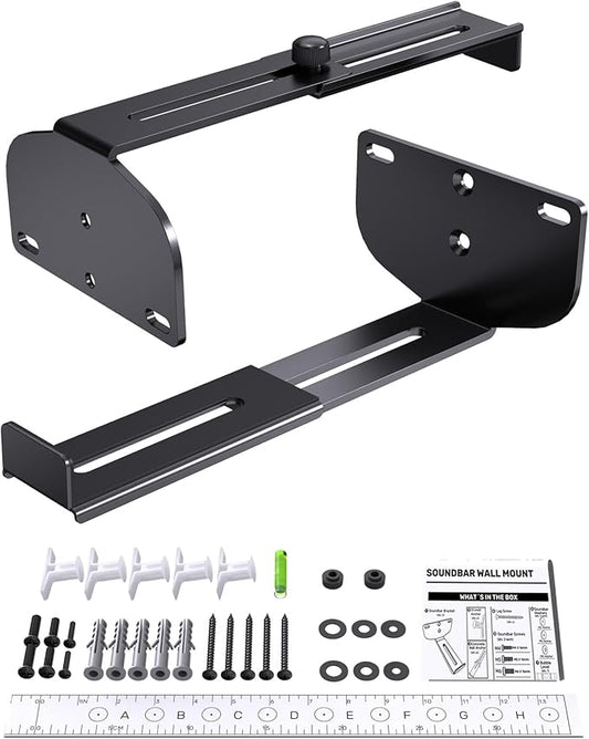 Soundbar Wall Mount Bracket [Easy to Install/All-Metal], Depth Adjustable 3.3"-6.5" -Compatible with Samsung,Bose,Vizio,LG,Sony,JBL Sound Bars-Holds Up to 38 LBS, Perfect for Sound Bar Mounts Under TV