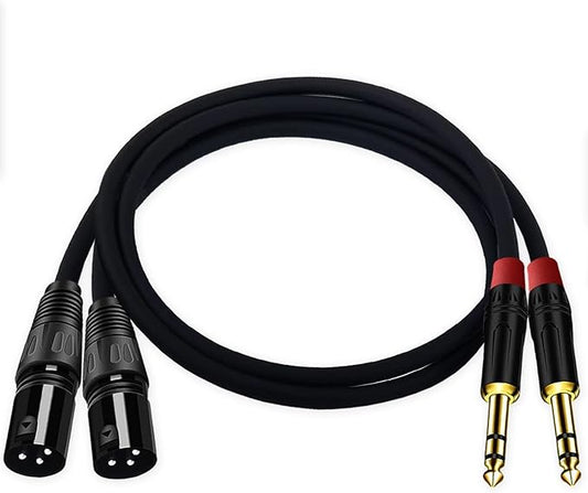 (2PACK/2FT) XLR to 1/4 TRS Stereo Adapter,XLR Male to 1/4 Inch (6.35mm) Balanced Microphone Stereo Audio Converter AdapterCable