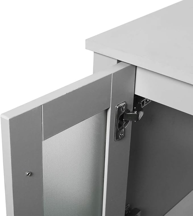 eclife 48" Modern Bathroom Vanity Sink Combo Freestanding Cabinet with Small Side Cabinet, White Square Ceramic Vessel Sink, Water Save Faucet, Drain (Gray+A07)