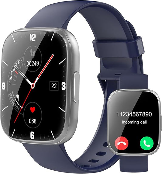 Smart Watches for Men Women, 1.95" HD Touchscreen Fitness Tracker with Bluetooth Calls, IP68 Waterproof, 120+ Sport Modes, 7-Day Battery, 24/7 Heart Rate & Sleep Monitor for Android iOS (Blue)