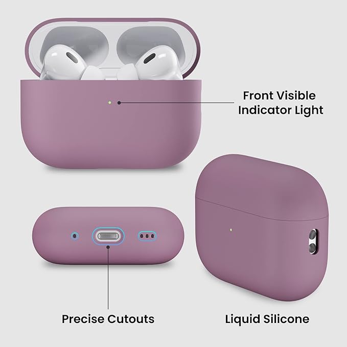 ORNARTO Compatible with AirPods Pro 2 Case 2022, Full Protective Hybrid Silicone for AirPods Pro 2nd Generation Case, Front LED Visible Skin Cover-Lilac Purple