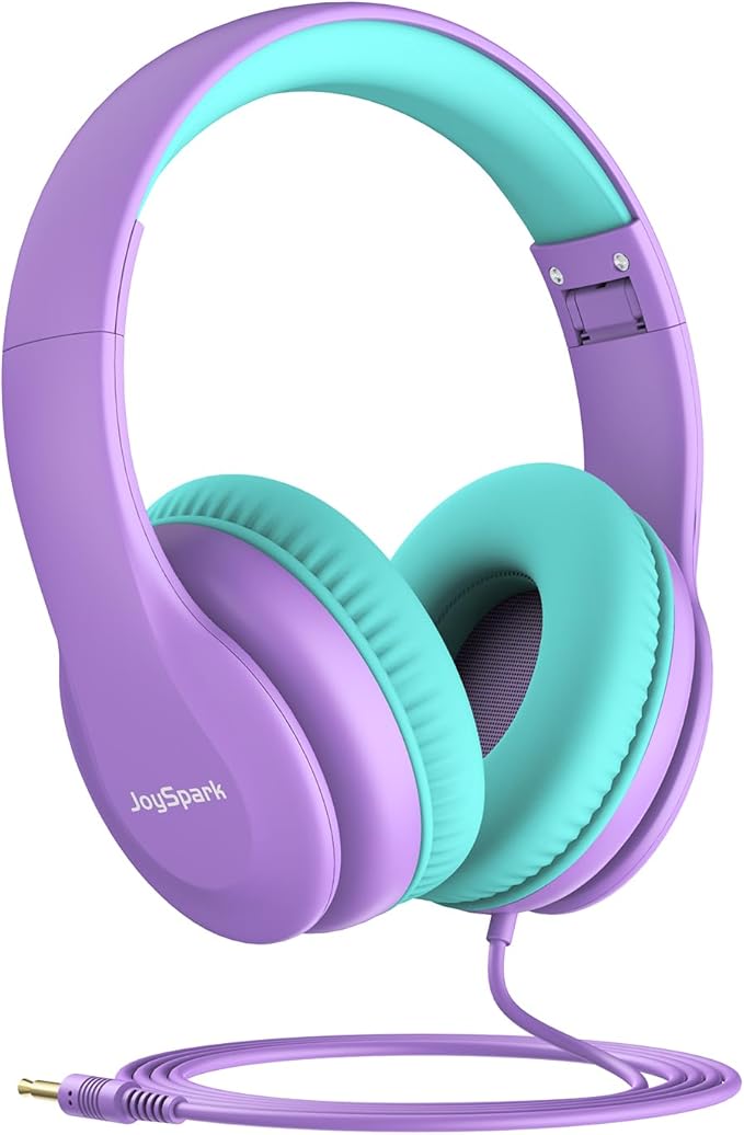 Wired Headphones for Kids, 85dB Volume Limit, 3.5mm Kids Headphones with Cord, Adjustable, Stereo Sound Foldable Toddler headsets for School-Purple