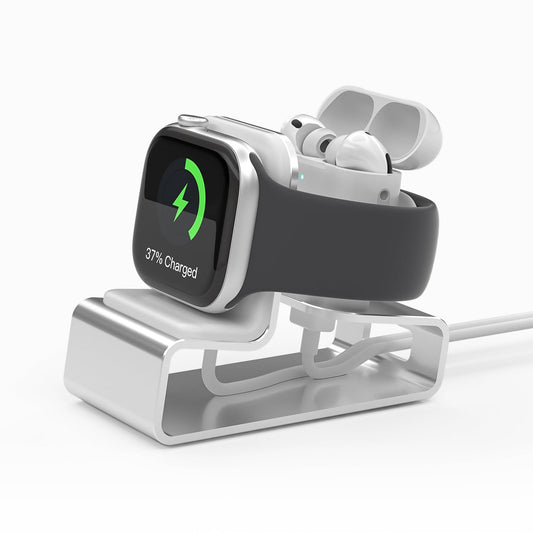 Stand for Apple Watch Charger, 2 in 1 Aluminum Airpod iWatch Charging Stand Dock Holder Compatible with Apple Watch Series 9 8 Ultra SE2 7 6 SE 5 4 3 2 and AirPods 1/2/3/Pro for Nightstand Mode